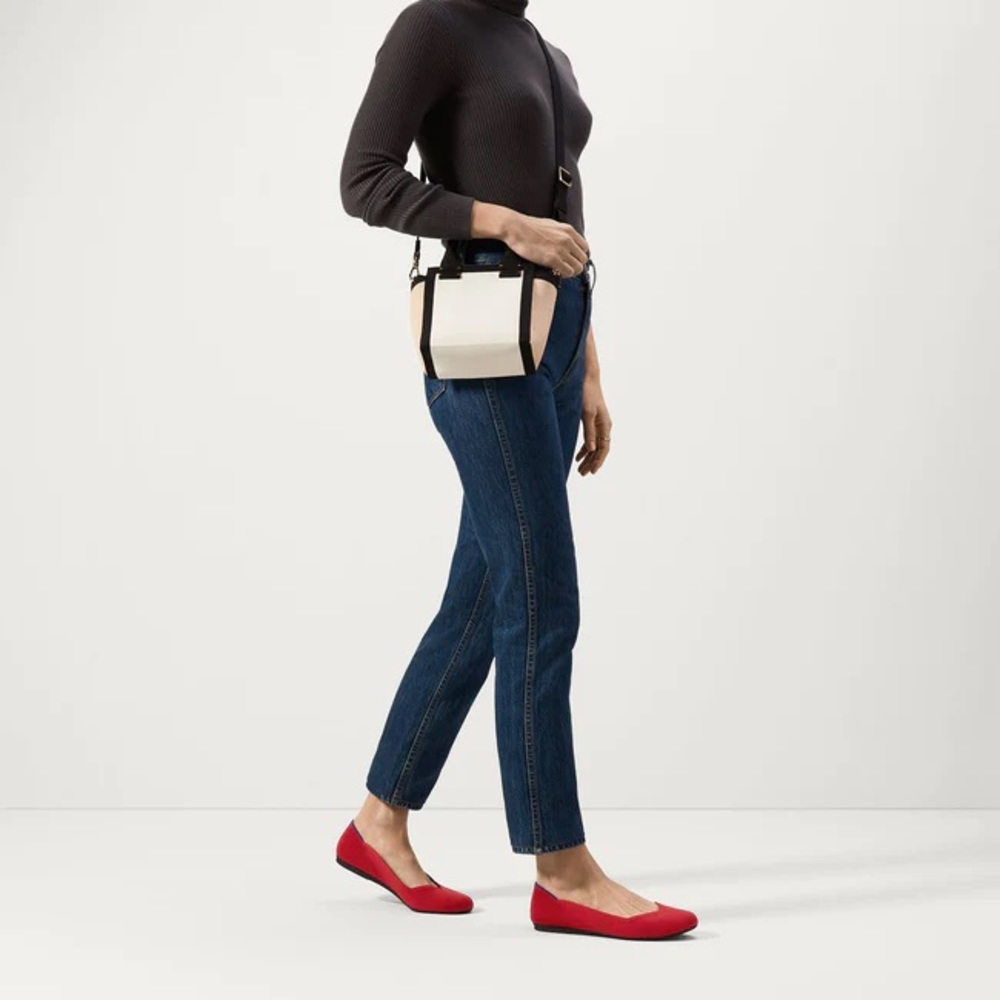 Rothy's Red Knit Ballet Flats with Blue Trim - Picture 9 of 10